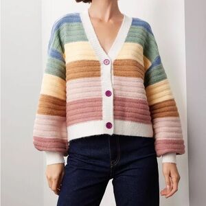Baciano Multicolor Stripe Cardigan Sweater - Size Small